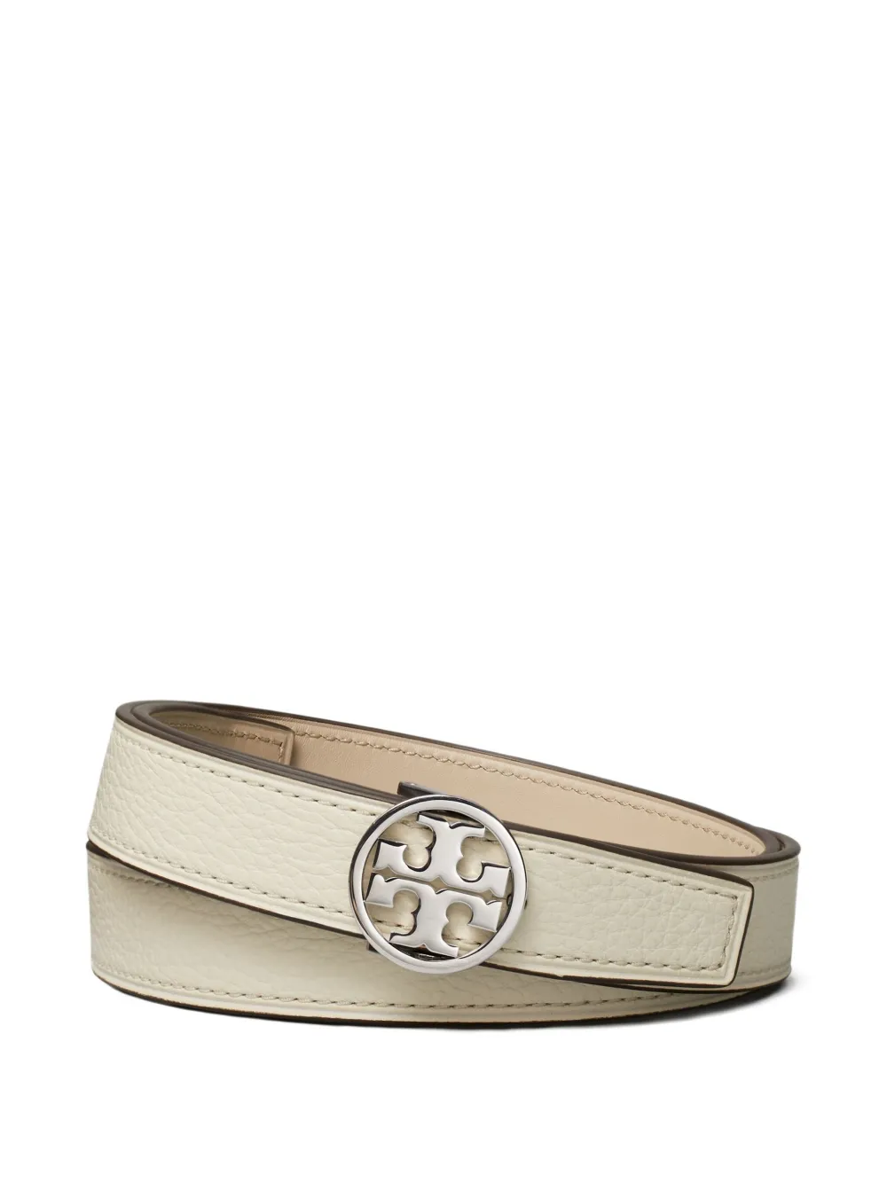 Tory Burch Miller Double-wrap Leather Belt In Neutral
