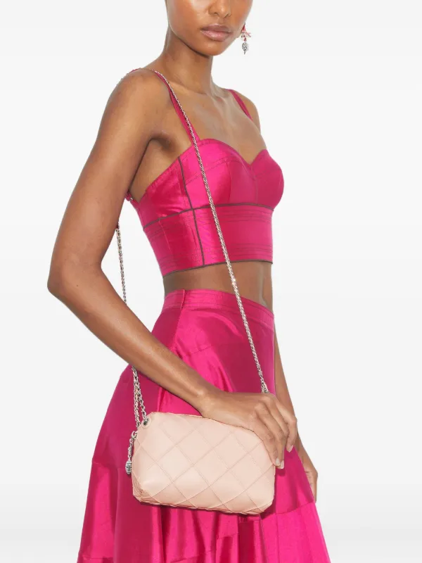 TORY BURCH｜Fleming ラフィア ショルダーバッグ ピンク ロゴ Tory Burch Fleming Cross Body Bag | Pink | FARFETCH