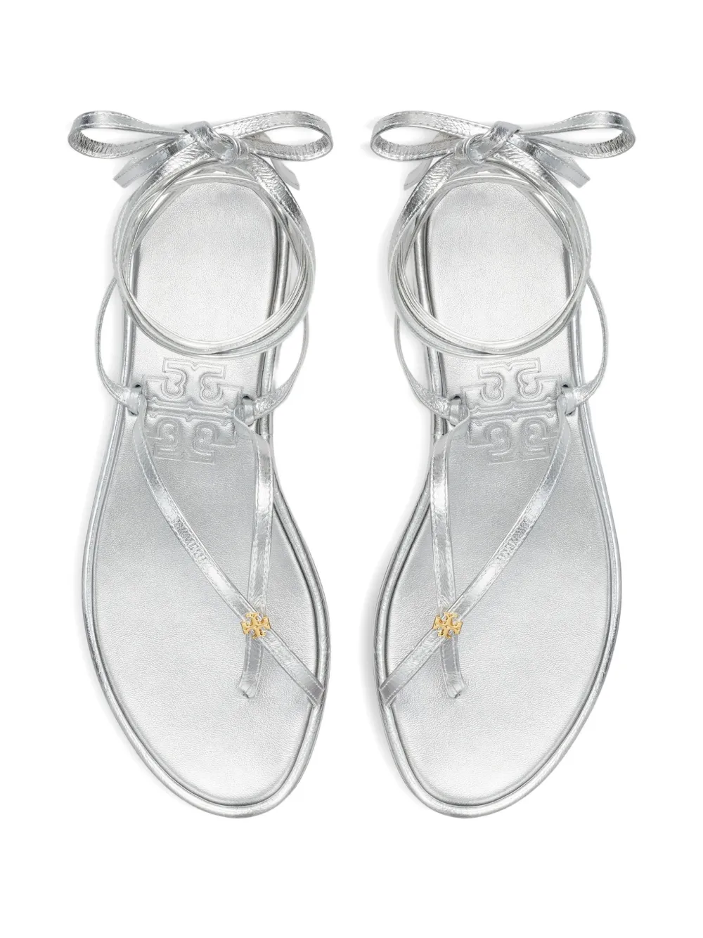 Tory Burch Capri metallic strappy sandals Silver