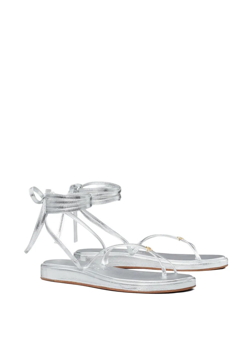 Tory Burch Capri metallic strappy sandals Silver