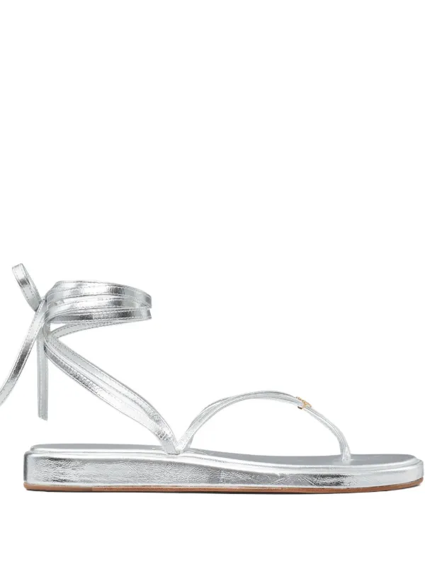 Tory Burch Capri Metallic Strappy Sandals Silver FARFETCH VN