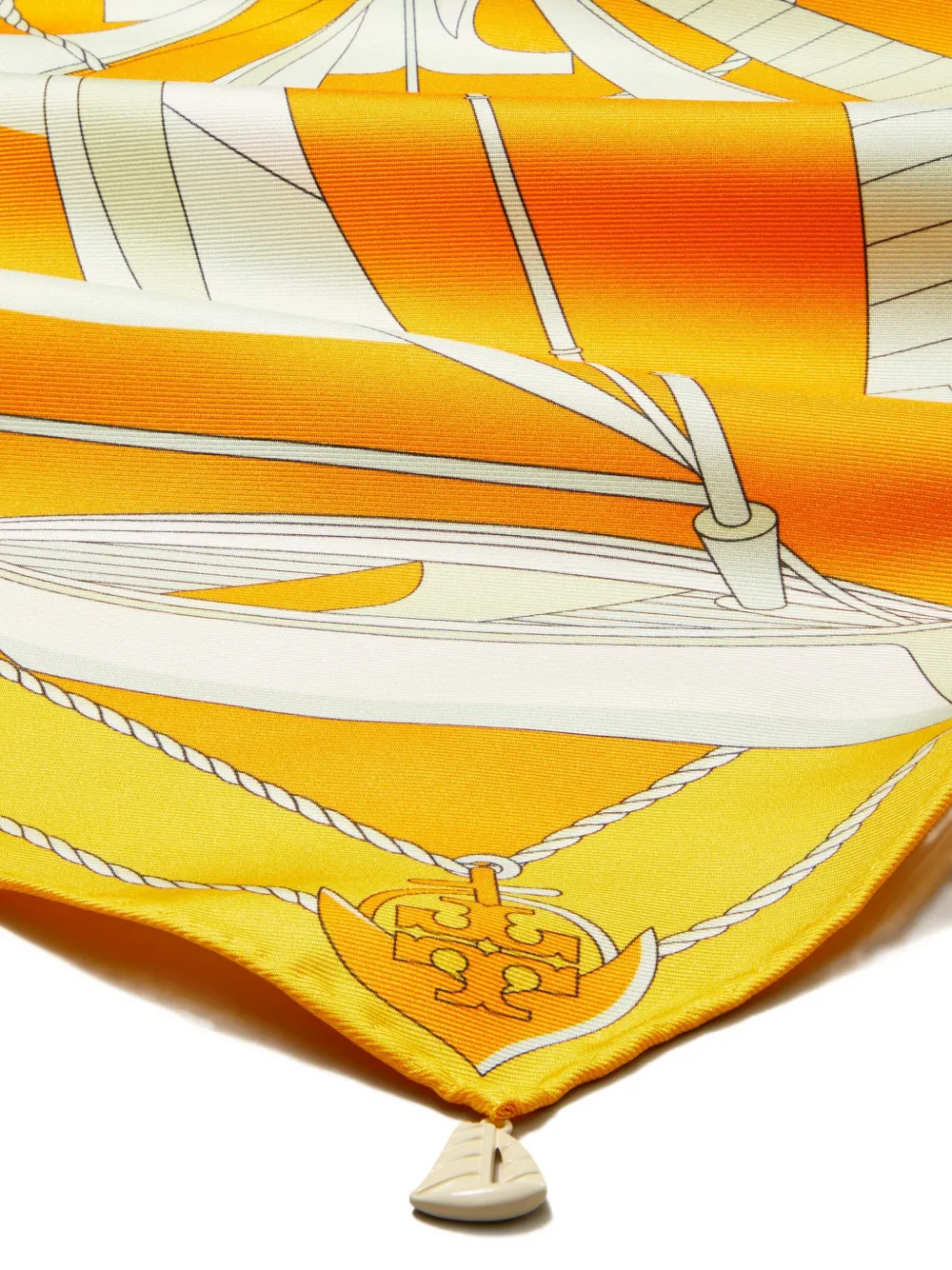 Tory Burch Vierkante sjaal met zeilbootprint - Oranje