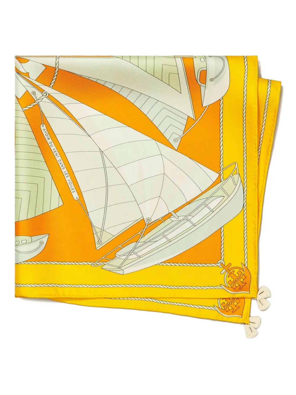 Tory Burch Vierkante sjaal met zeilbootprint Oranje