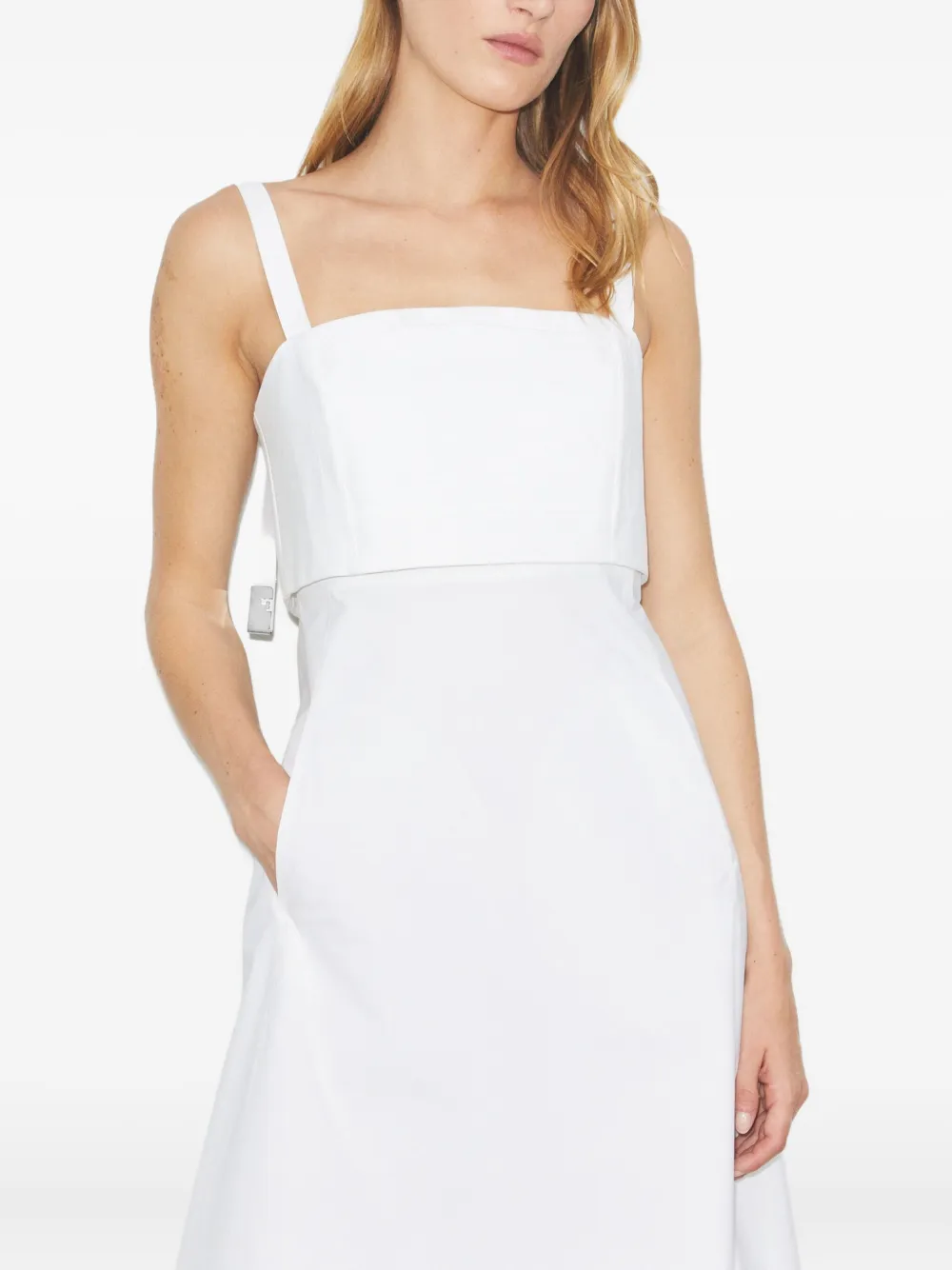 Tory Burch Midi-jurk met vierkante hals en structuur Wit