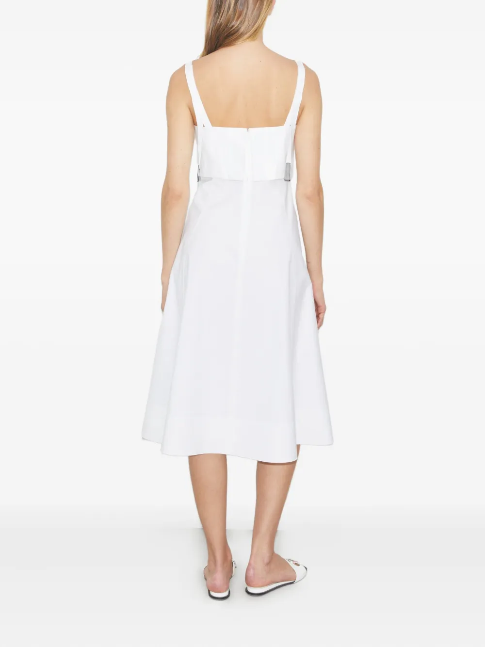 Tory Burch Midi-jurk met vierkante hals en structuur Wit
