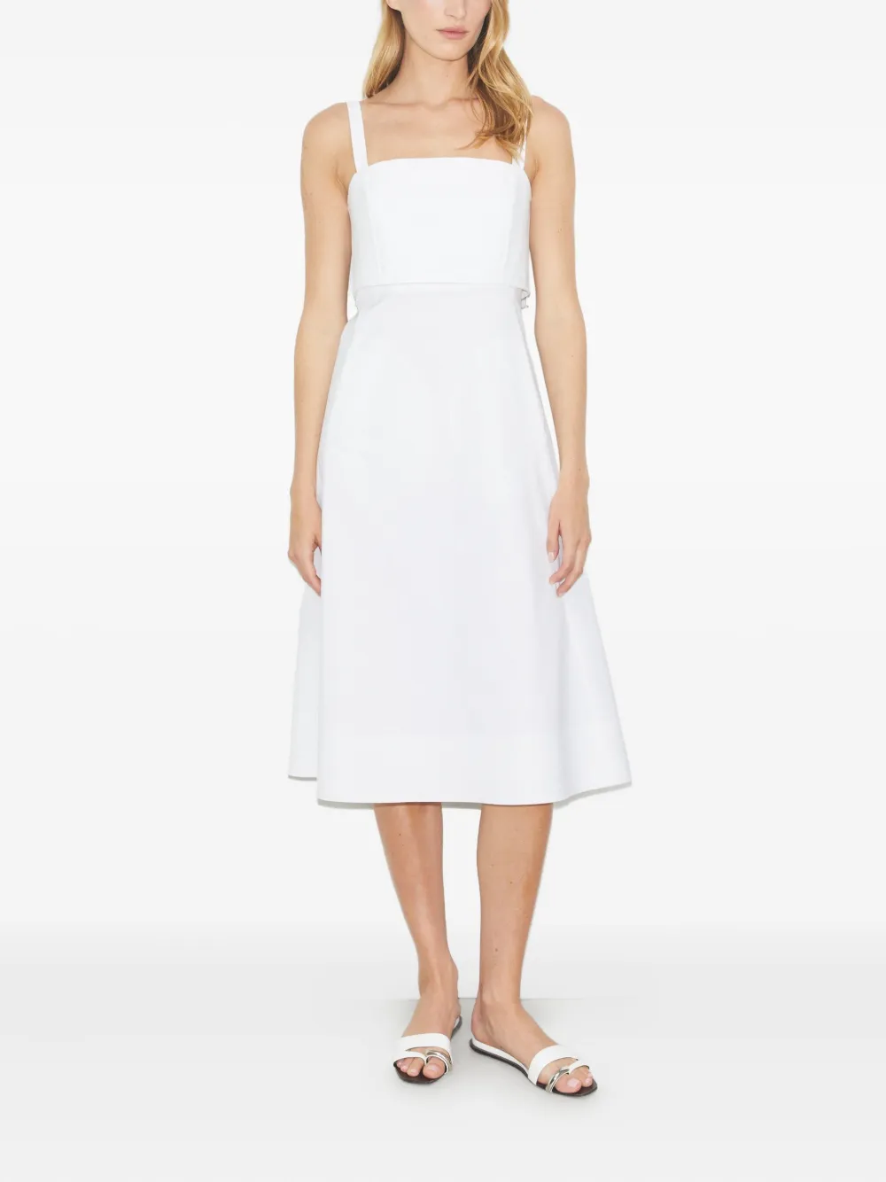 Tory Burch Midi-jurk met vierkante hals en structuur - Wit