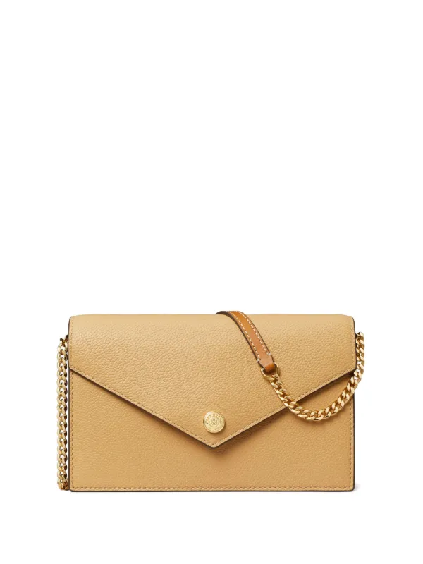 Tory Burch ゴールド ショルダーバッグ ウォレット Tory Burch Pebble Envelope Chain Wallet | Brown | FARFETCH