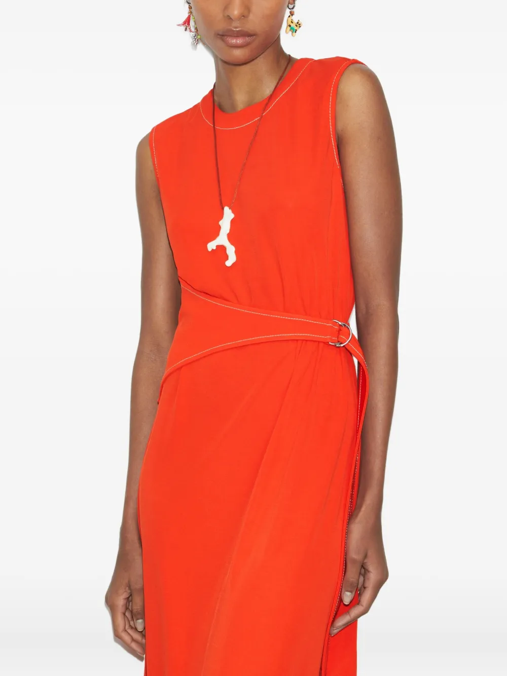 Tory Burch Mouwloze jurk met ceintuur Oranje