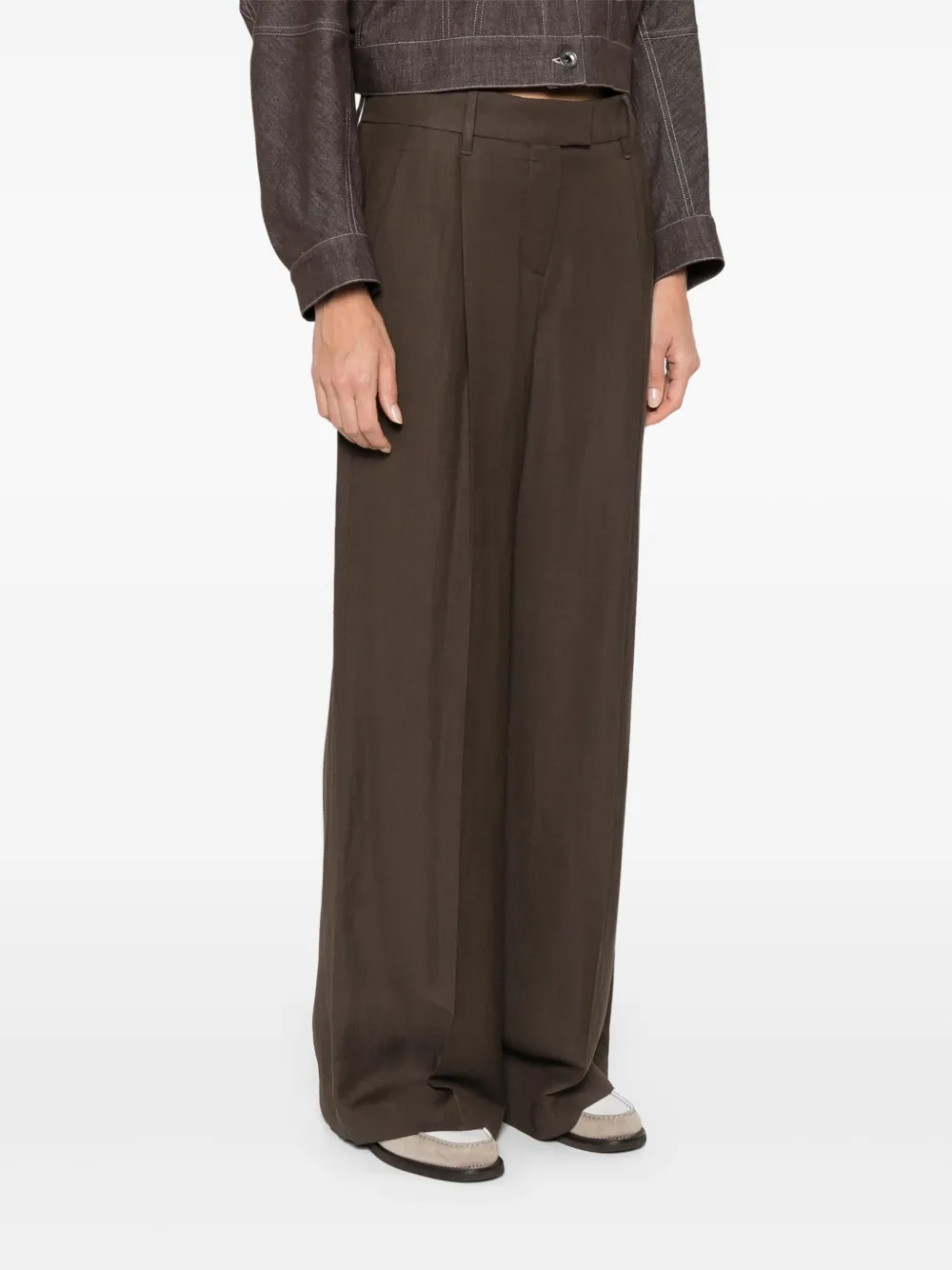 Brunello Cucinelli Broek met geplooid detail Bruin