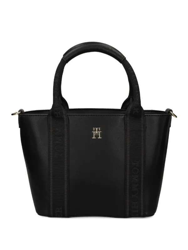 Tommy Hilfiger logo-tape Tote Bag Black FARFETCH IN