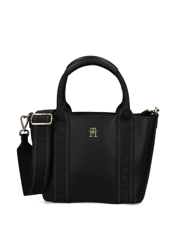 Tommy Hilfiger logo-tape Tote Bag Black FARFETCH IN