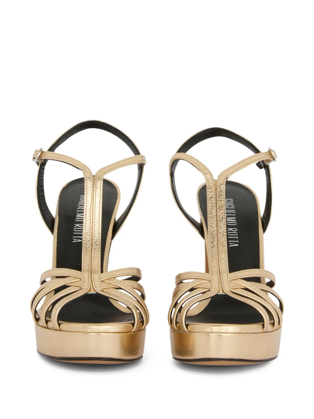 GUGLIELMO ROTTA Garnet strappy platform sandals Goud