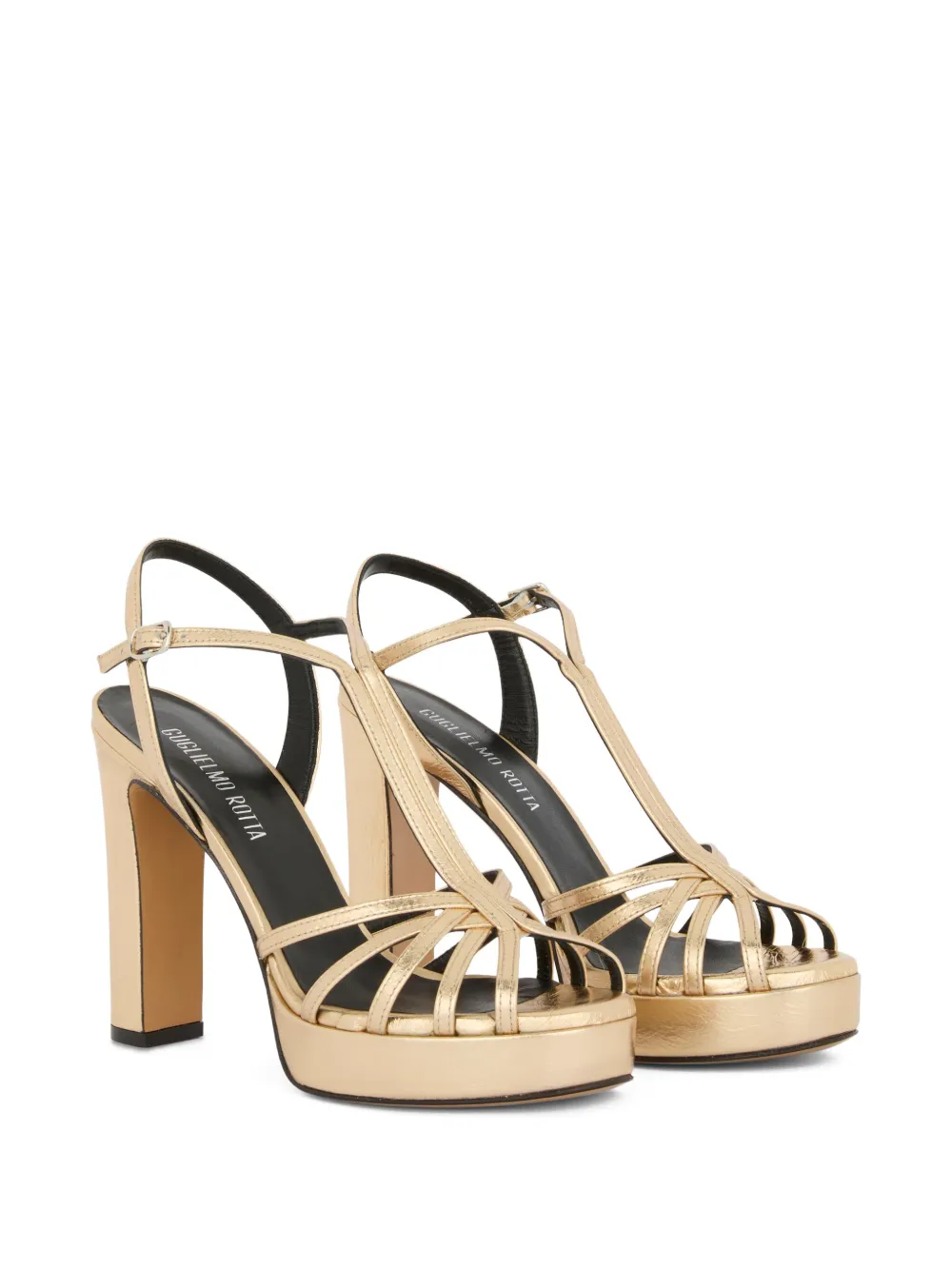 GUGLIELMO ROTTA Garnet strappy platform sandals Goud