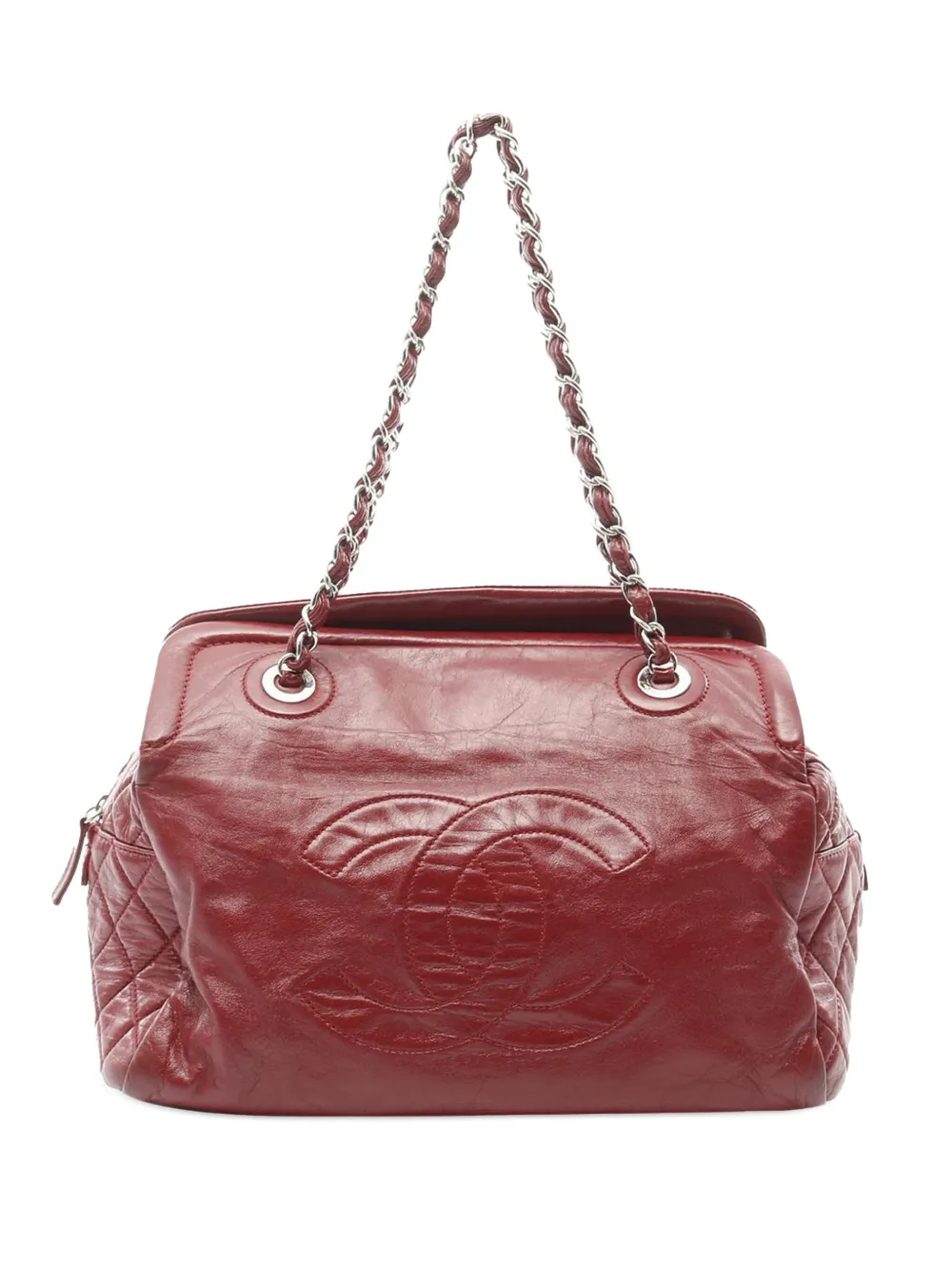 CHANEL Pre-Owned 2009-2010 ココマーク ラムスキン タイムレス フレーム ハンドバッグ - レッド CHANEL Pre-Owned 2009-2010 ココマーク ラムスキン タイムレス フレーム ハンドバッグ - レッド
