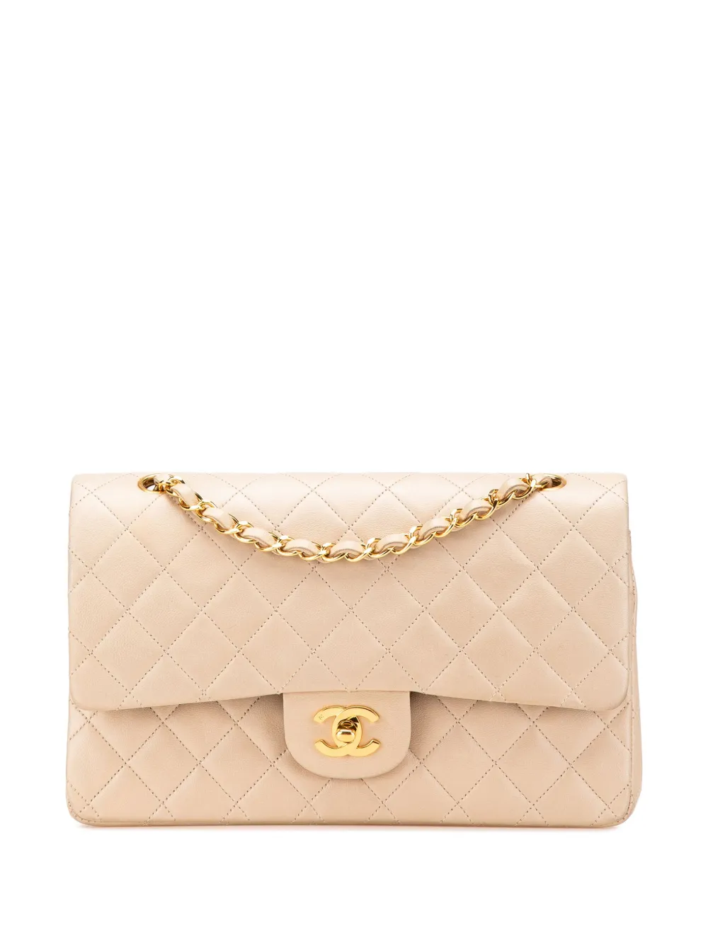 CHANEL Pre-Owned 1991-1994 ミディアム クラシック ラムスキン ダブルフラップ ショルダーバッグ - ブラウン CHANEL Pre-Owned 1991-1994 ミディアム クラシック ラムスキン ダブルフラップ ショルダーバッグ - ブラウン