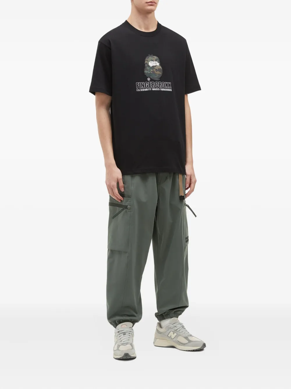 FINGERCROXX T-shirt met camouflageprint - Zwart