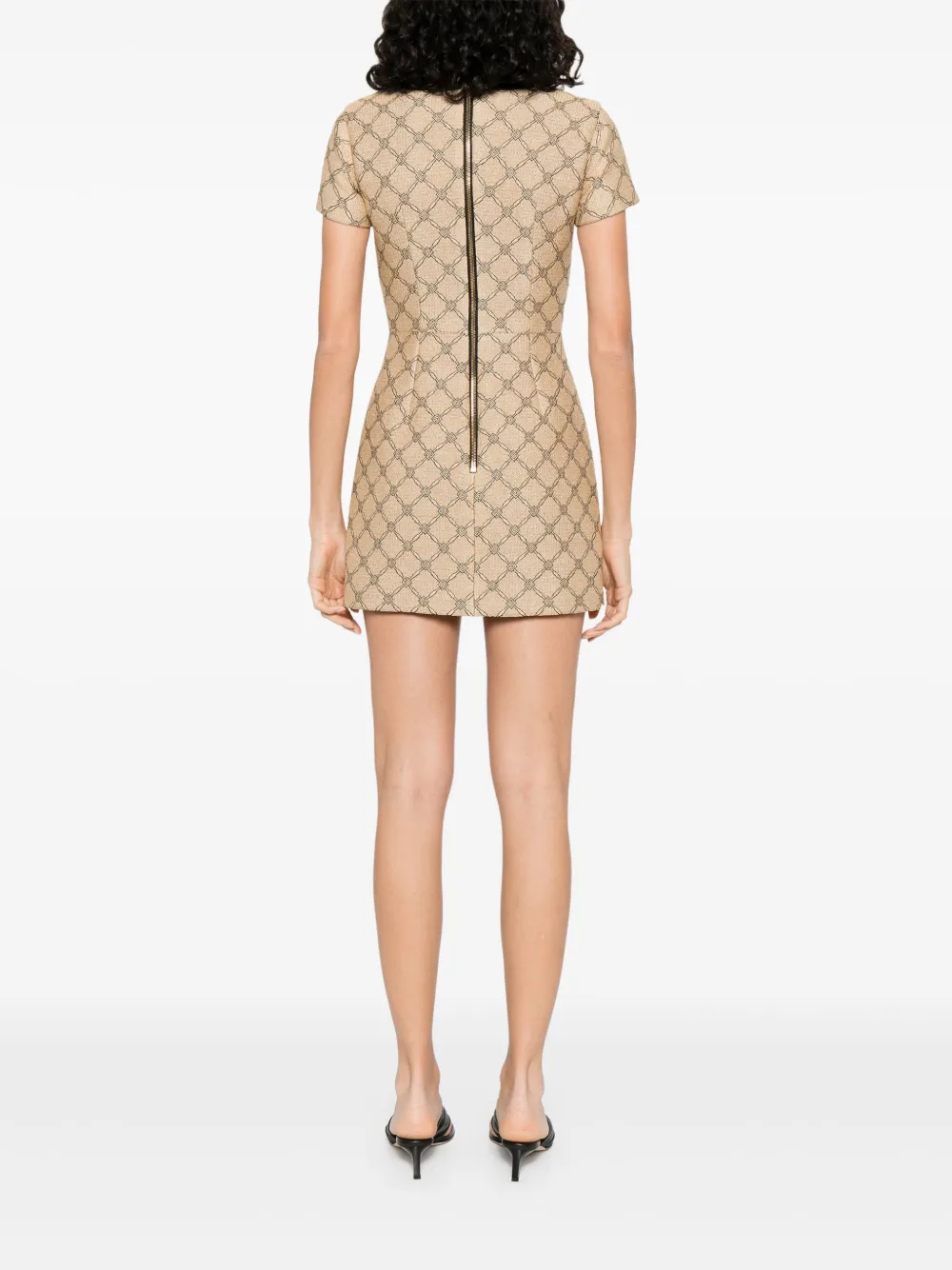 Elisabetta Franchi Jurk met monogram-jacquard Beige