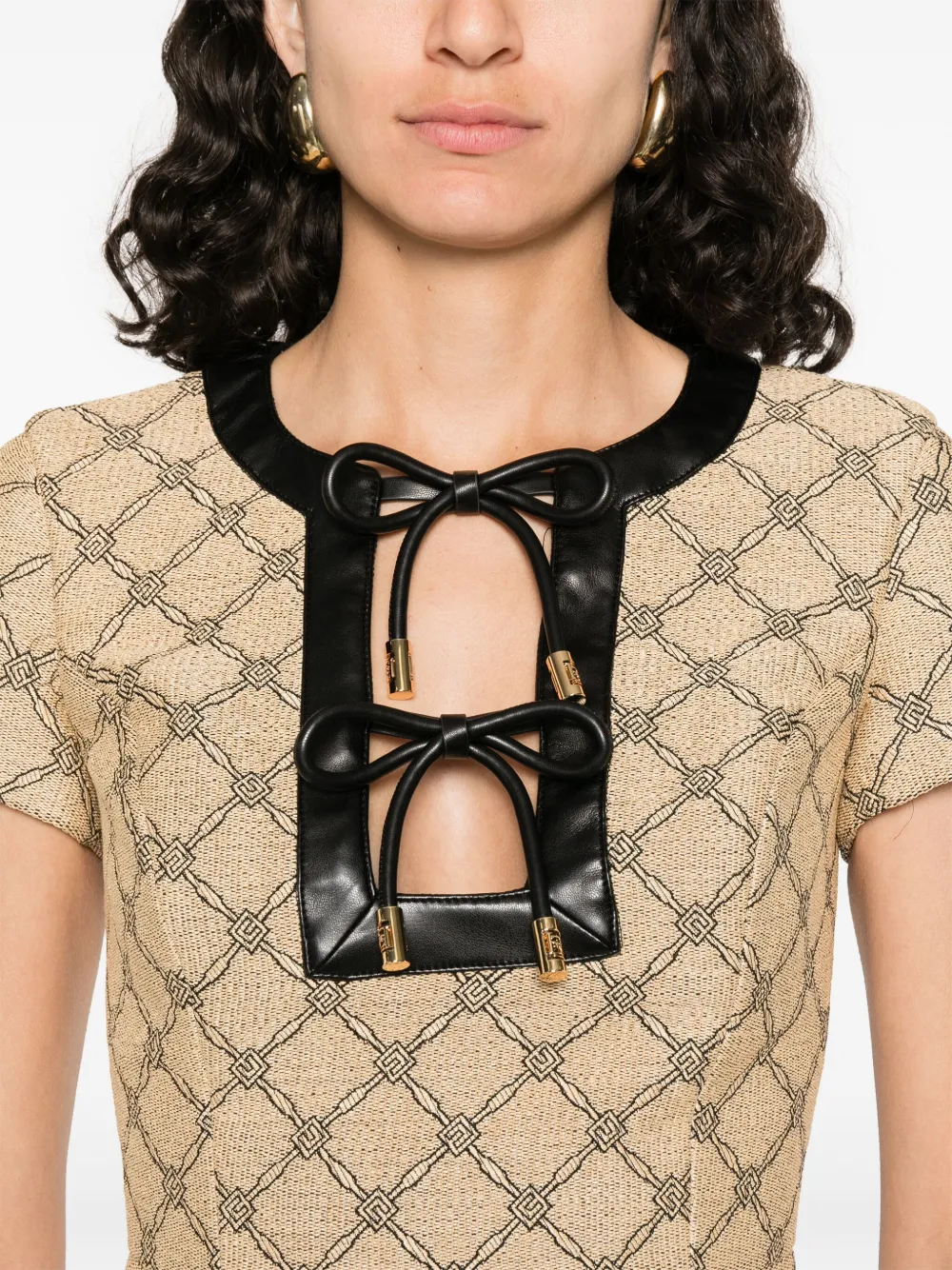 Elisabetta Franchi Jurk met monogram-jacquard Beige