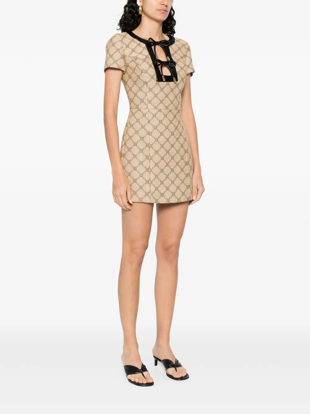 Elisabetta Franchi Jurk met monogram-jacquard Beige