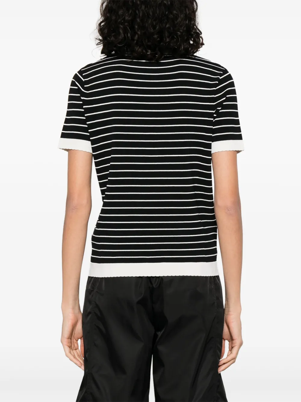 Elisabetta Franchi Gestreept T-shirt Zwart