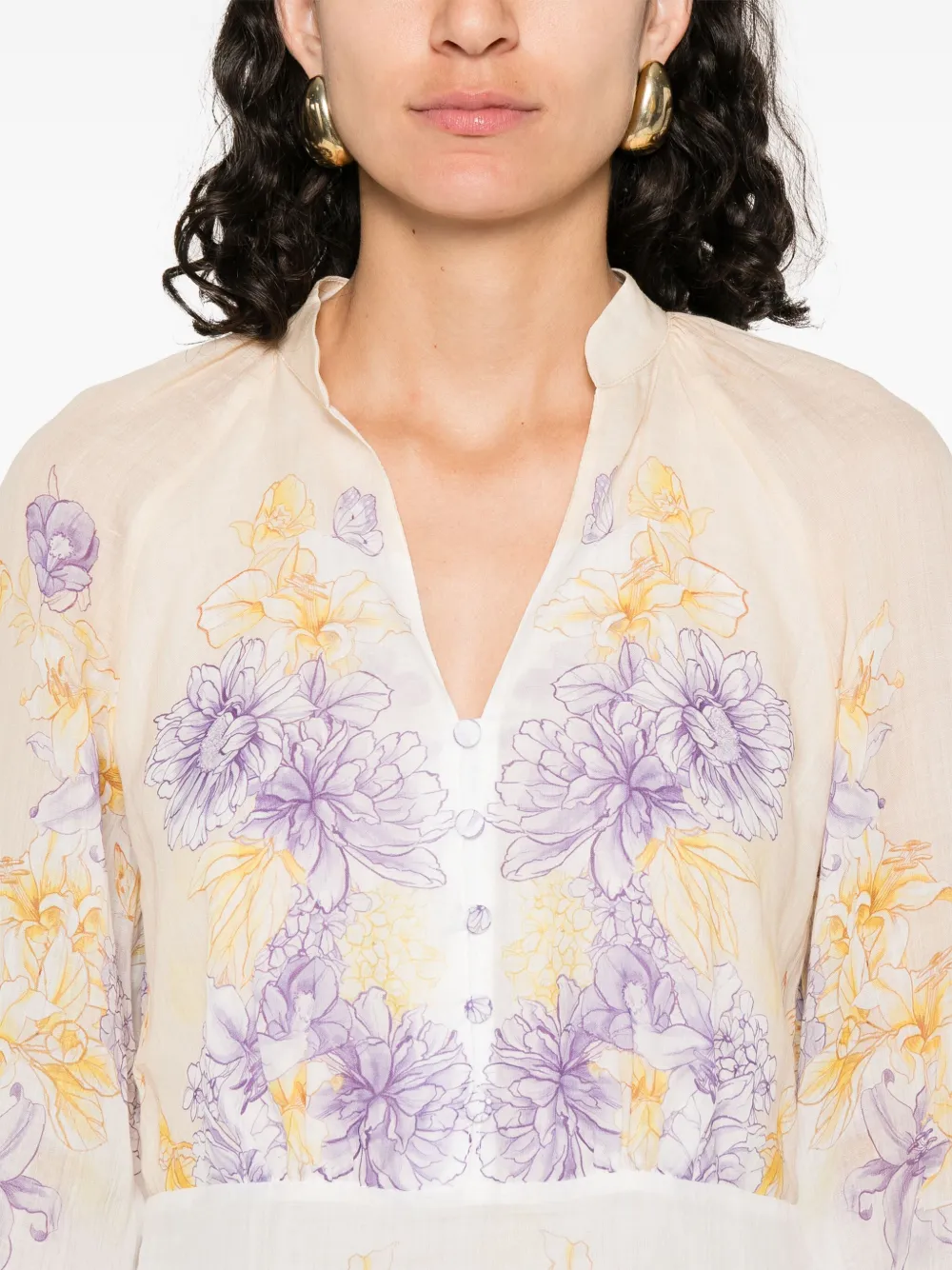 TWINSET Katoenen jurk met bloemenprint Geel