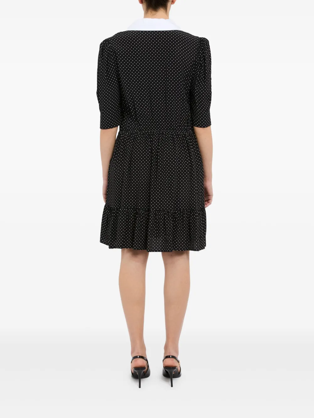Mar De Margaritas Black Short Dress With White Polka Dots
