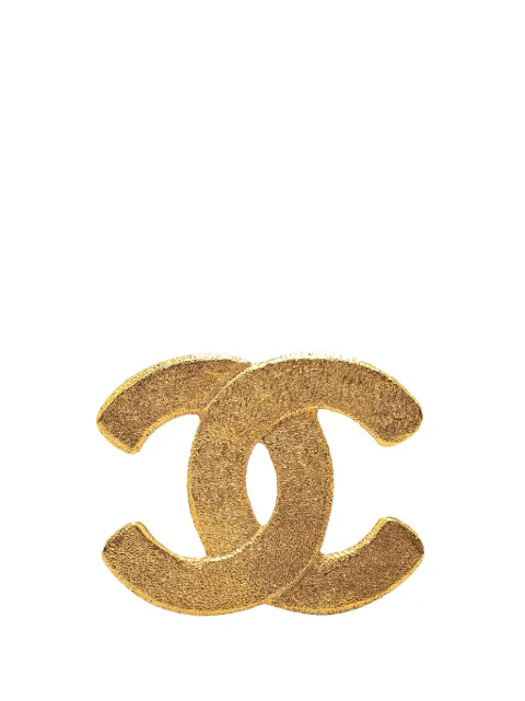 CHANEL Pre-Owned 1980-1990 Gold Plated CC Brooch costume brooch