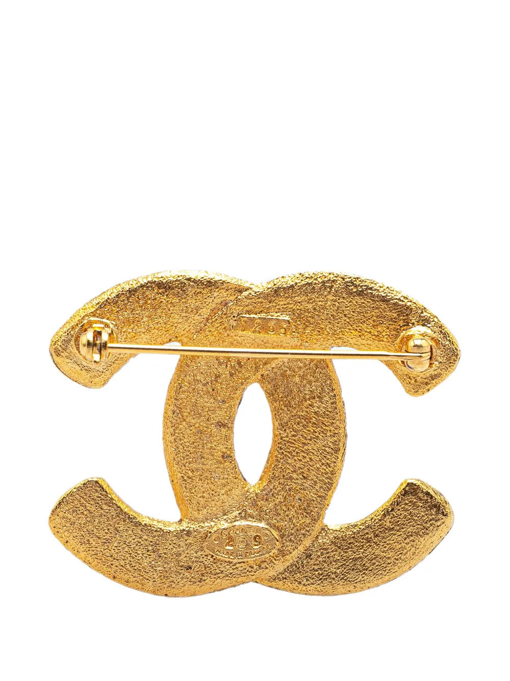 CHANEL Pre-Owned 1980-1990 Gold Plated CC Brooch costume brooch | Image 2