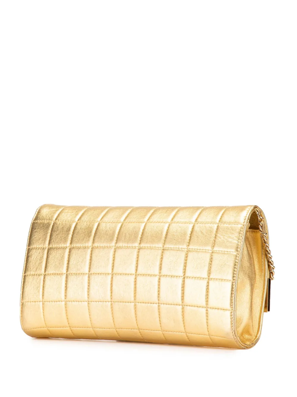Pre-owned Chanel 2002-2003 Cc Choco Bar Metallic Lambskin Flap Shoulder Bag