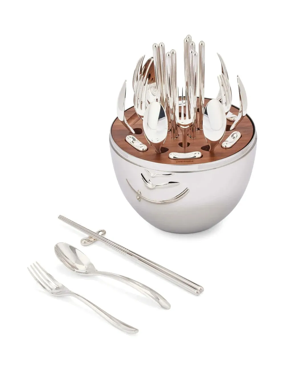 Christofle Versilbertes Mood Asia Besteck-set In Silver