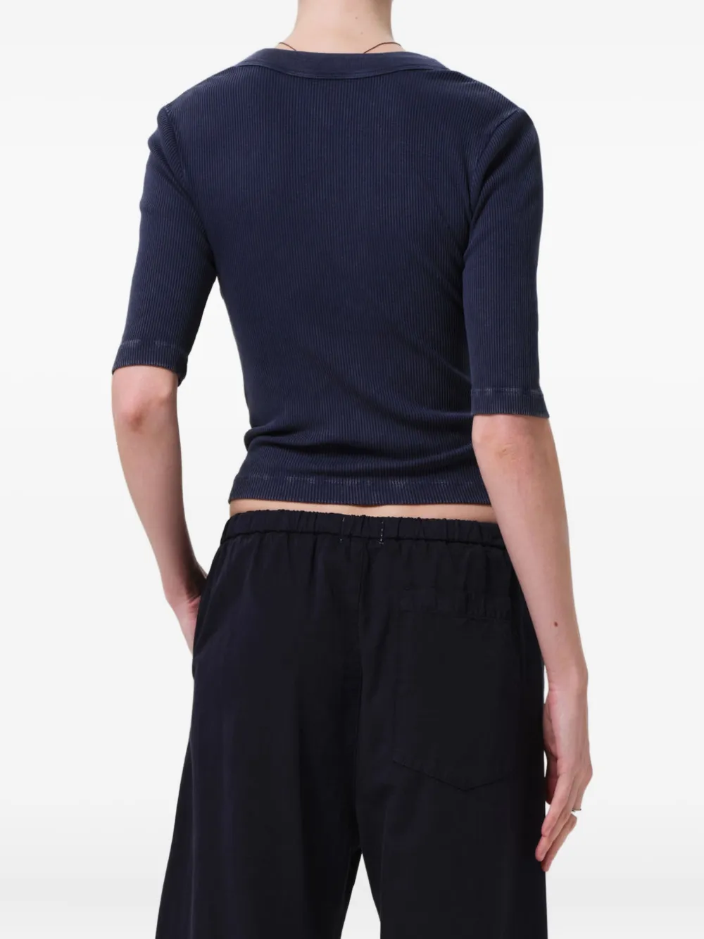 Citizens of Humanity Nali Henley button-front ribbed top Blauw