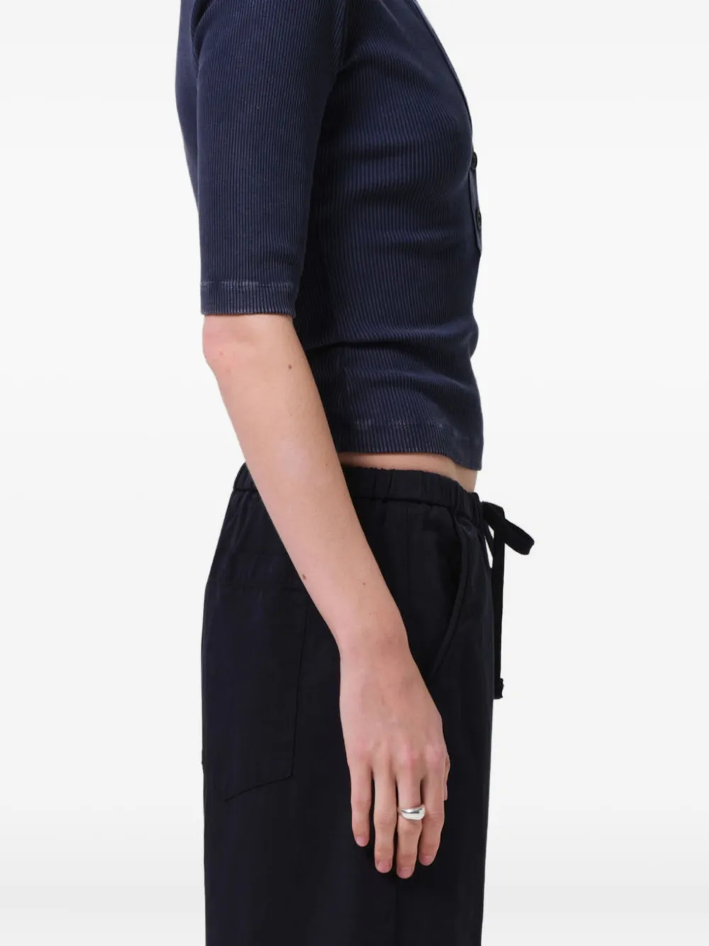 Citizens of Humanity Nali Henley button-front ribbed top Blauw