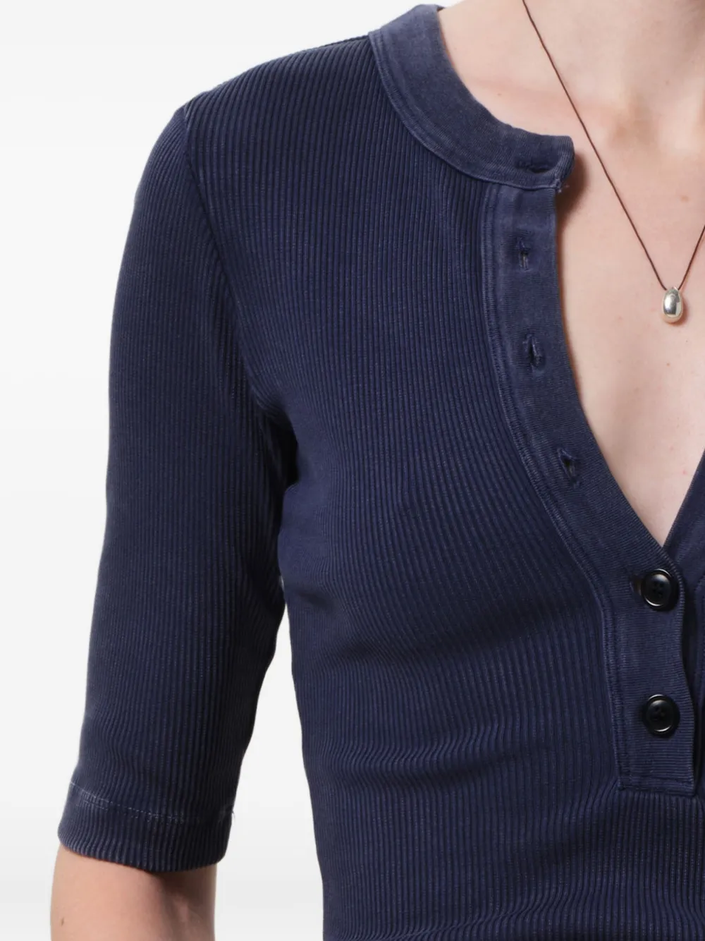 Citizens of Humanity Nali Henley button-front ribbed top Blauw