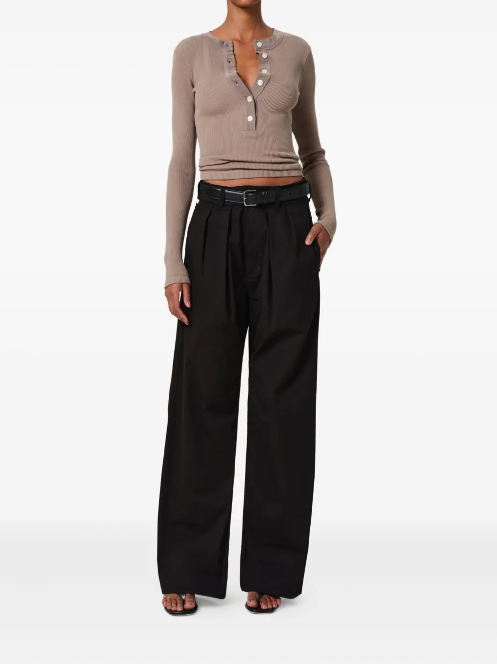 Citizens of Humanity Varra Henley button-front top Bruin