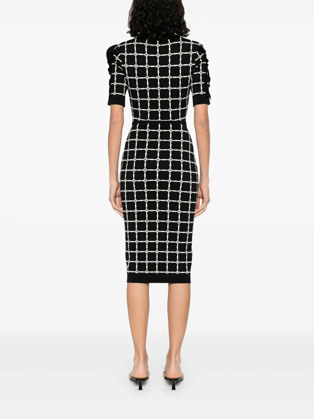 Elisabetta Franchi Midi-jurk met monogramprint Zwart