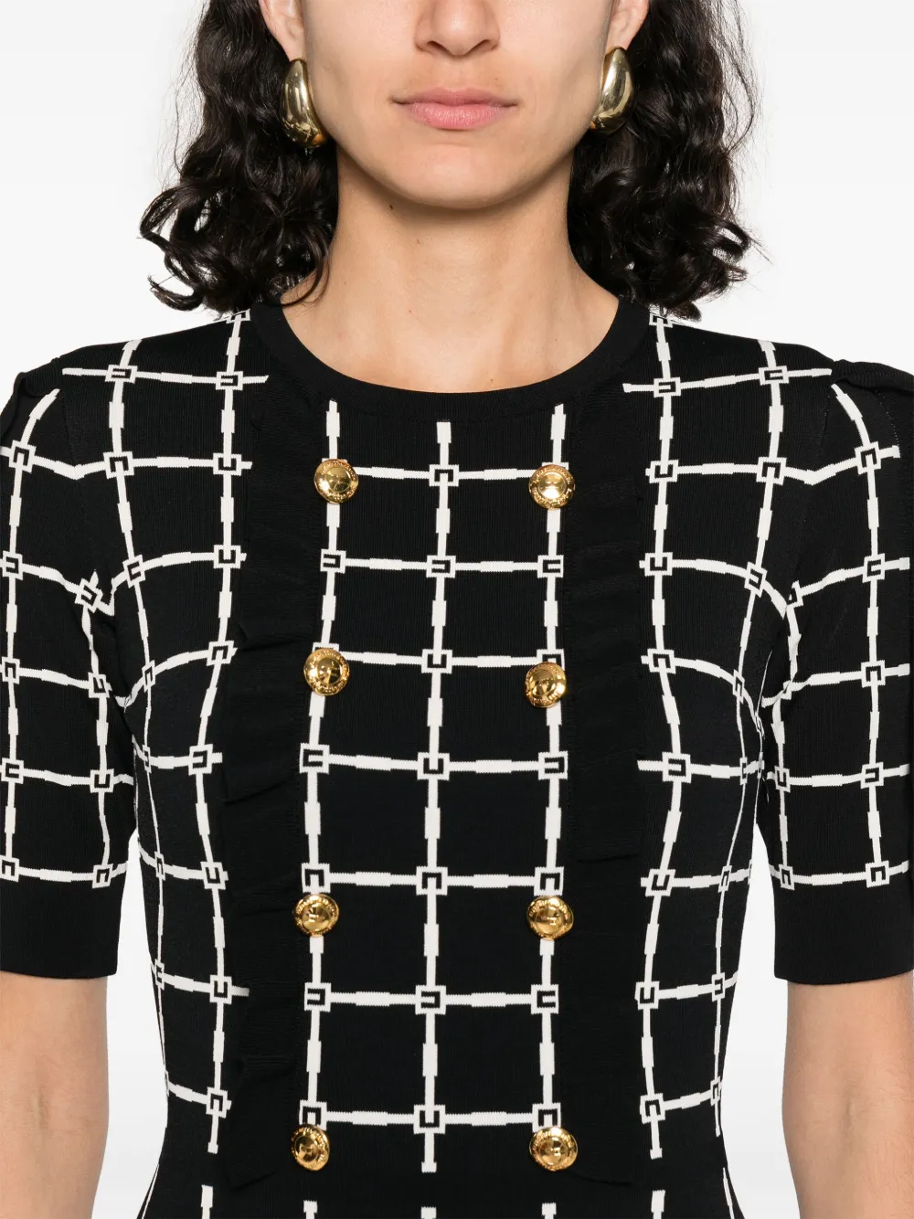 Elisabetta Franchi Midi-jurk met monogramprint Zwart