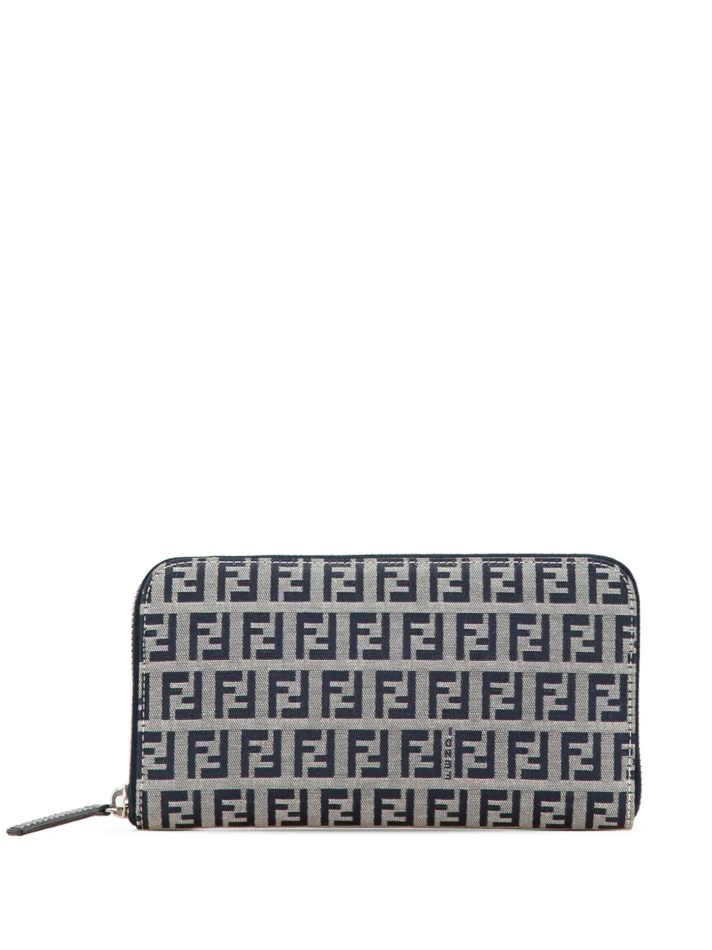 Pre-owned Fendi 2000-2010 Zucchino Canvas Zip Around Wallet Long Wallets