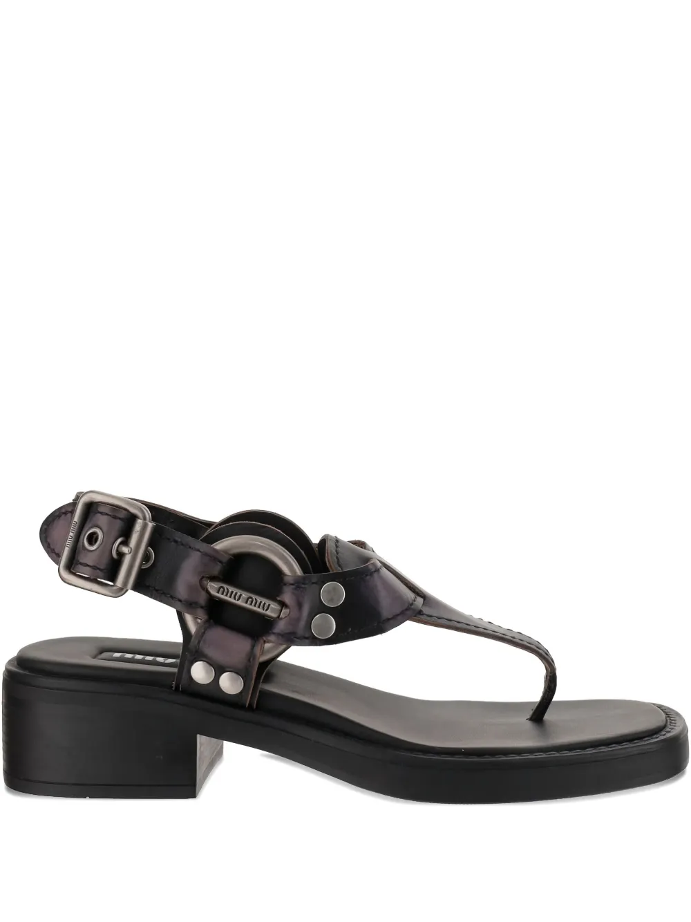Miu Leren sandalen Zwart