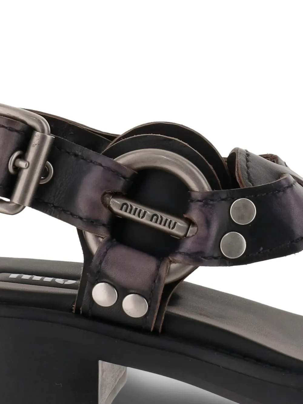 Miu Leren sandalen Zwart