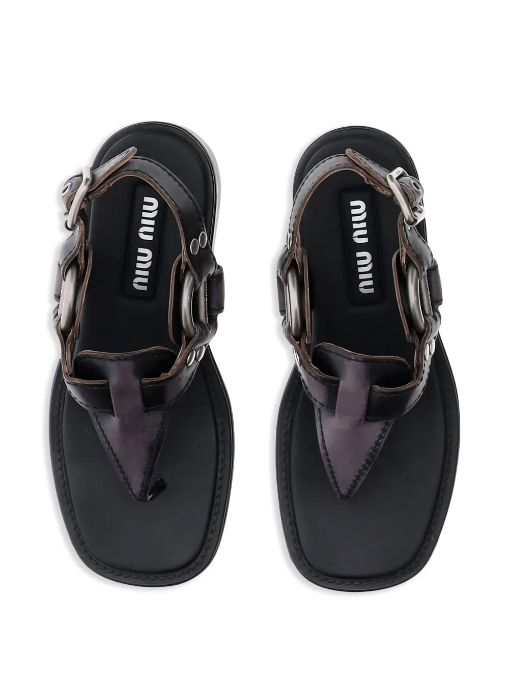 Miu Leren sandalen Zwart
