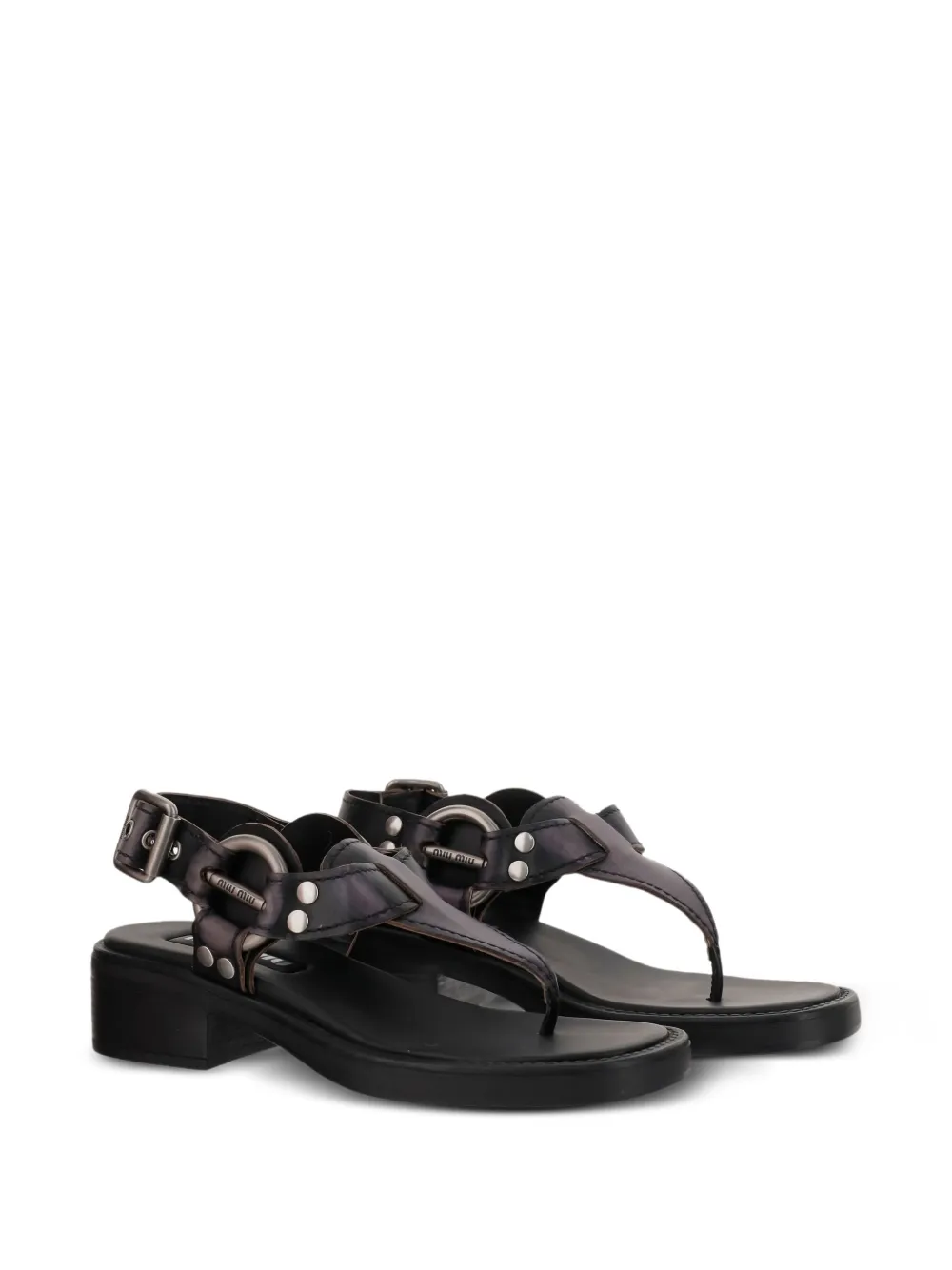 Miu Leren sandalen Zwart