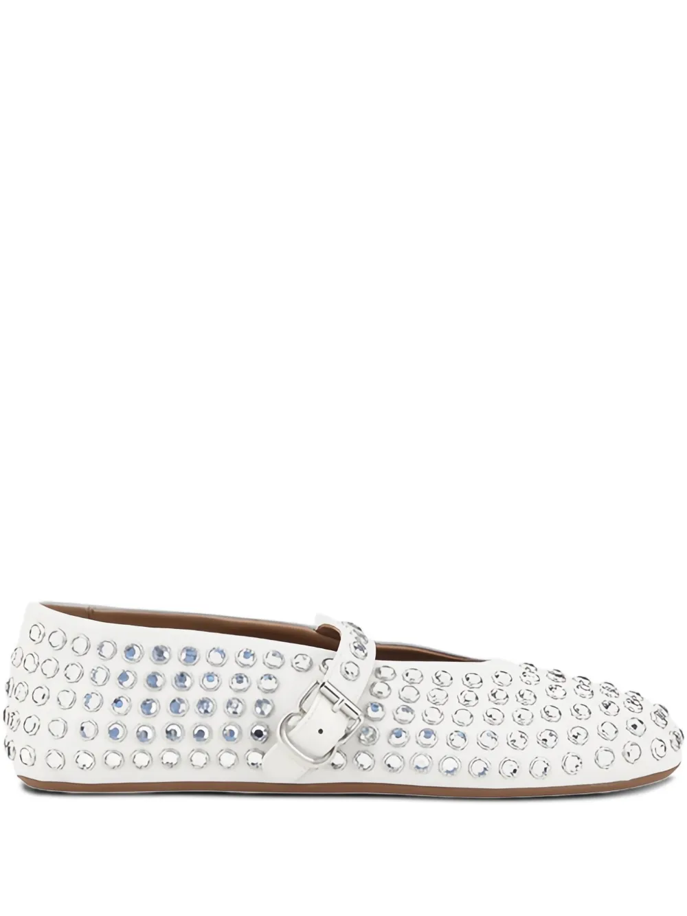 Alaïa crystal-embelished leather ballerina shoes | White | Image 1