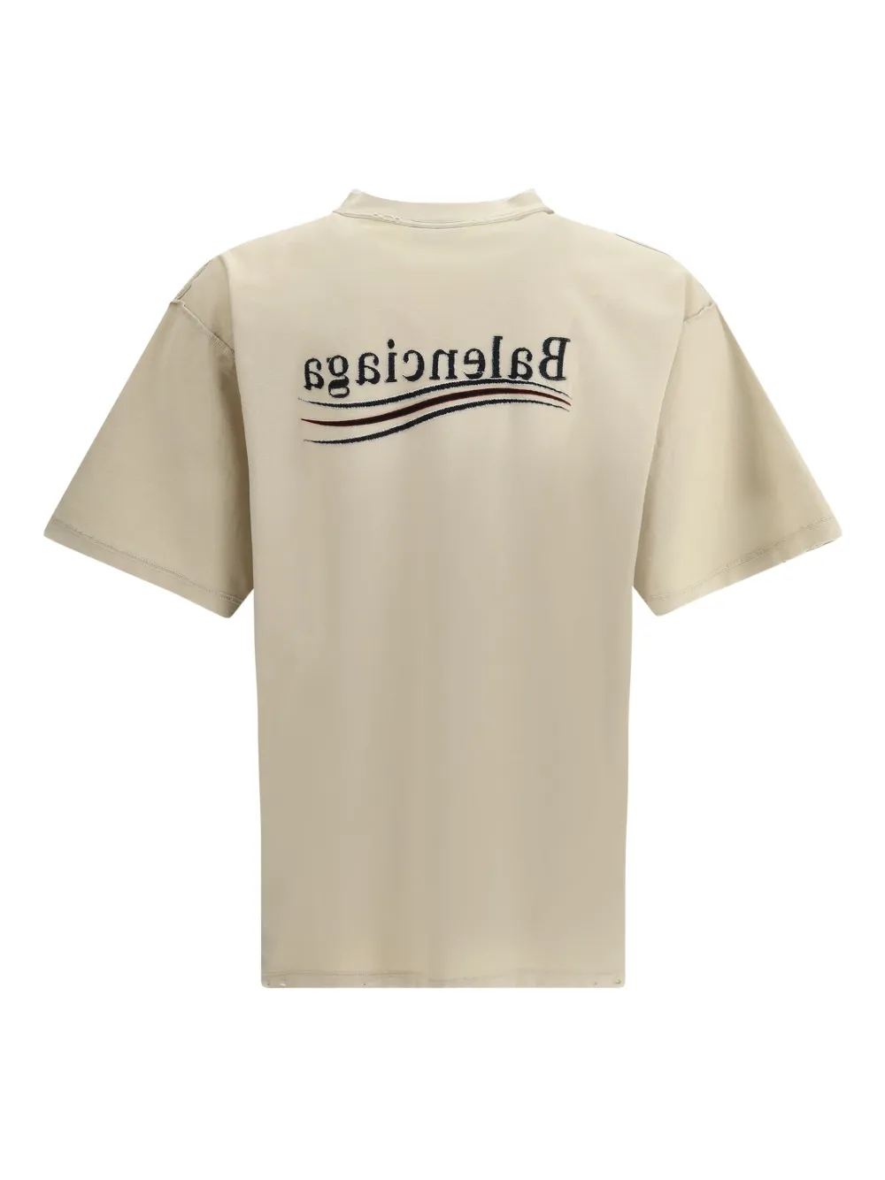 Balenciaga logo-embroidered cotton t-shirt - Beige