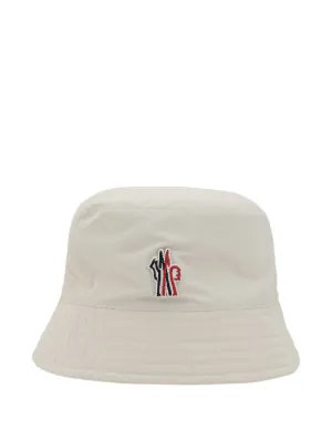 ハット MONCLER GRENOBLE WHITE COTTON HAT MONCLER GRENOBLE Appliqued padded ribbed wool beanie | NET-A
