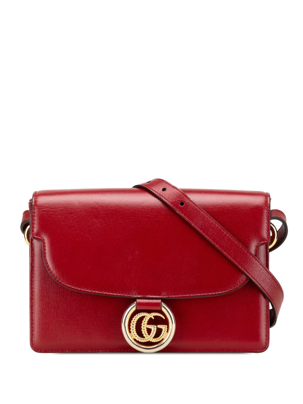 Pre-owned Gucci 2000-2015 Small Textured Calfskin Gg Ring Torchon Crossbody Bag
