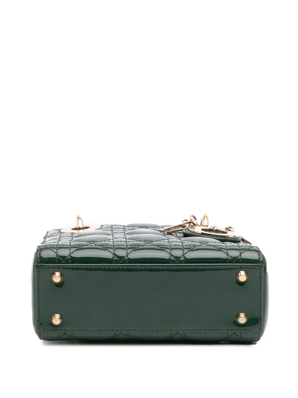 Pre-owned Dior 2019 Mini Patent Cannage Lady Satchel In Green