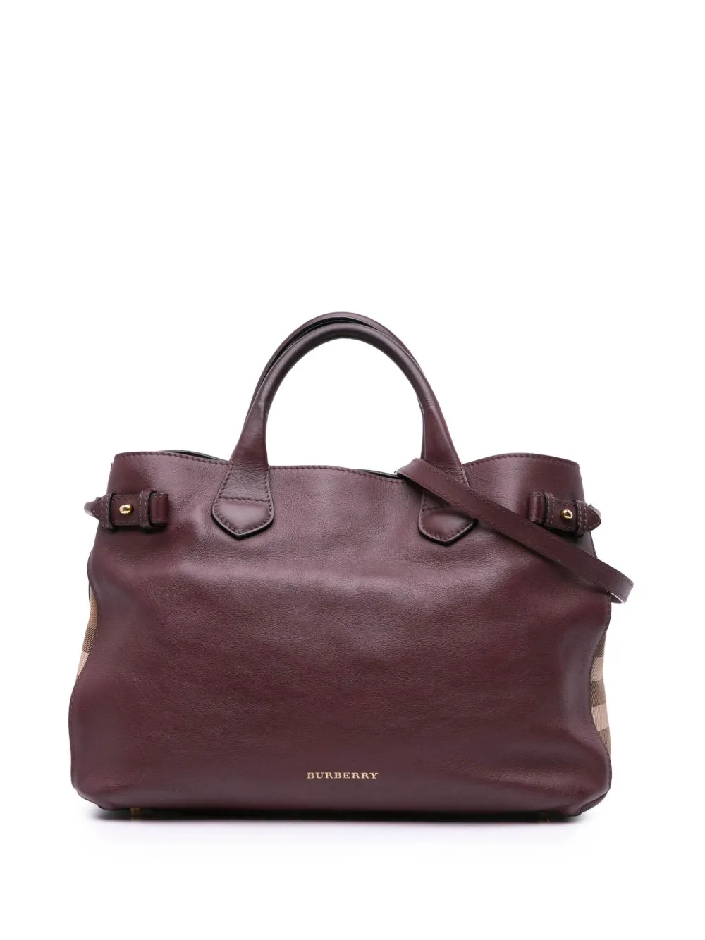 Pre-owned Burberry 2000-2017 Medium Leather And House Check Banner Satchel