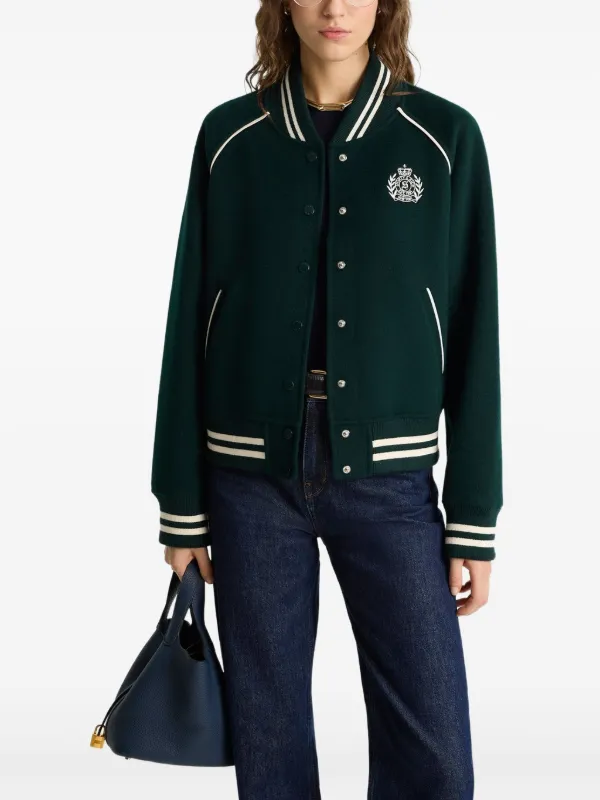 Sporty & Rich H&W Crest Varsity Jacket | Green | FARFETCH IN
