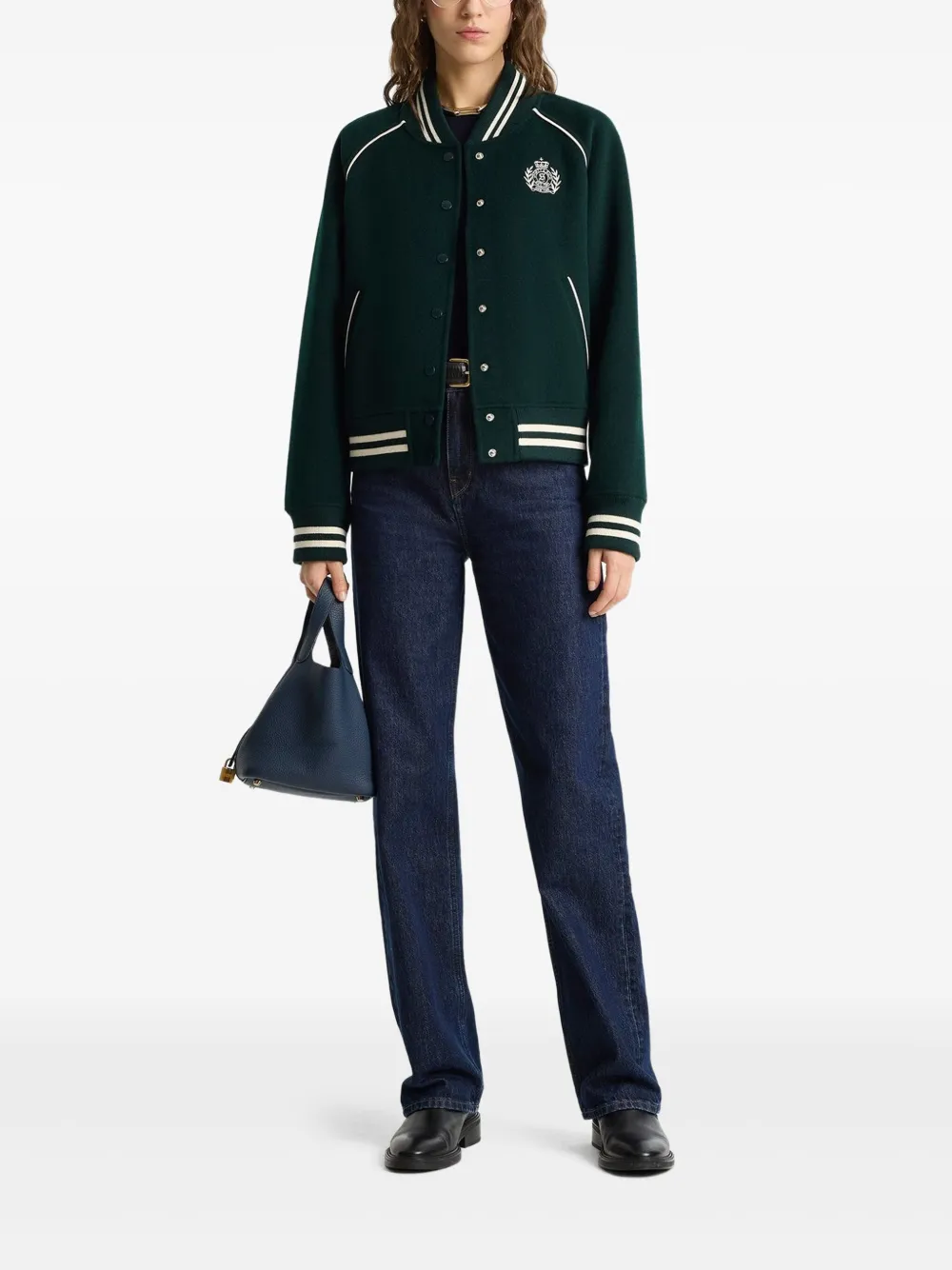 Sporty & Rich H&W Crest bomberjack Groen