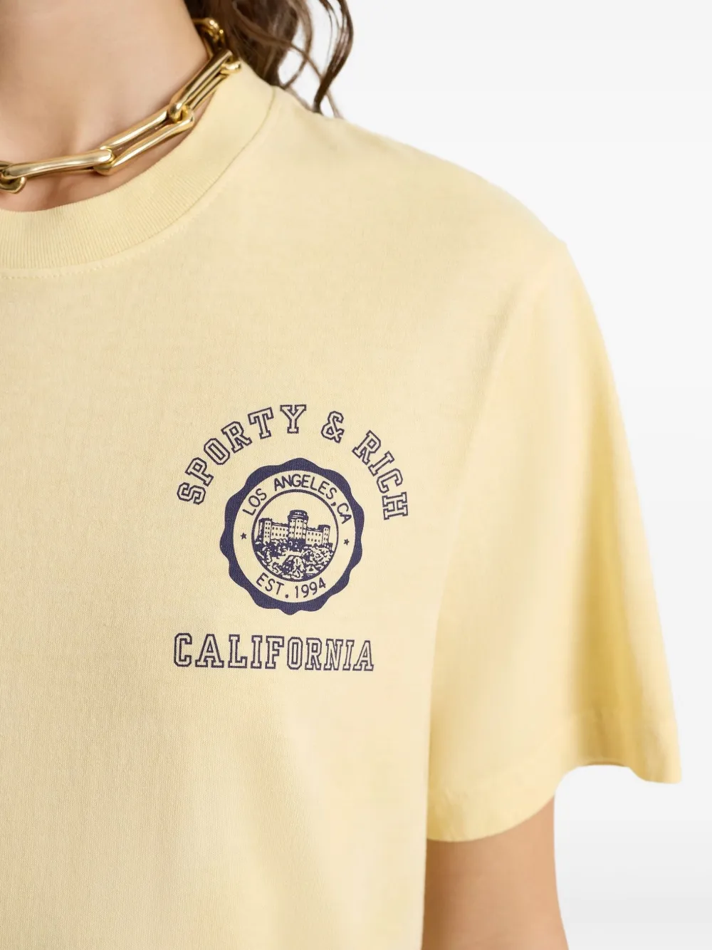 Sporty & Rich California Emblem T-shirt Geel